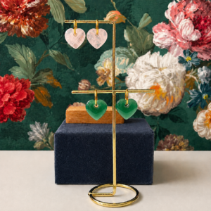 Rose kwarts / aventurijn oorbel