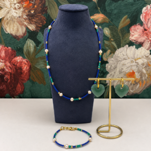 Lapis lazuli, aventurijn, zoetwaterparel set